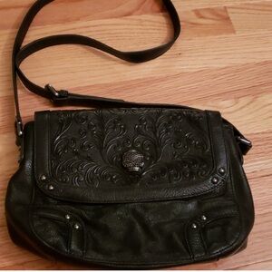 Elegant Black Embossed Shoulder Bag